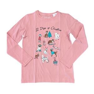 NWT J. Crew Girls' Pink W/12 Dogs of Christmas Graphic Tee -